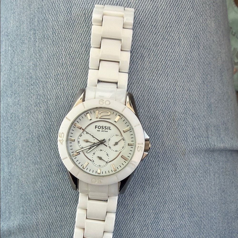 Fossil White Ceramic Chronograph Bracelet Watch